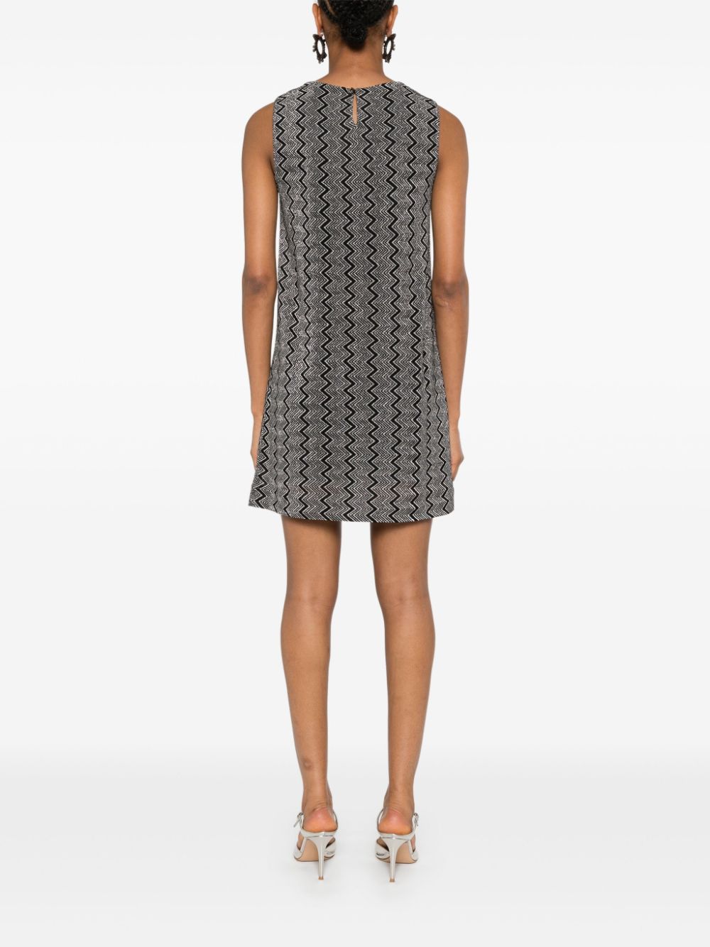 Shop Missoni Sleeveless Zig-zag Mini Dress In Black