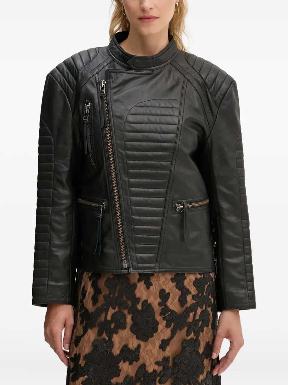 MUNTHE quilted panelled leather jacket | Black | Image 1