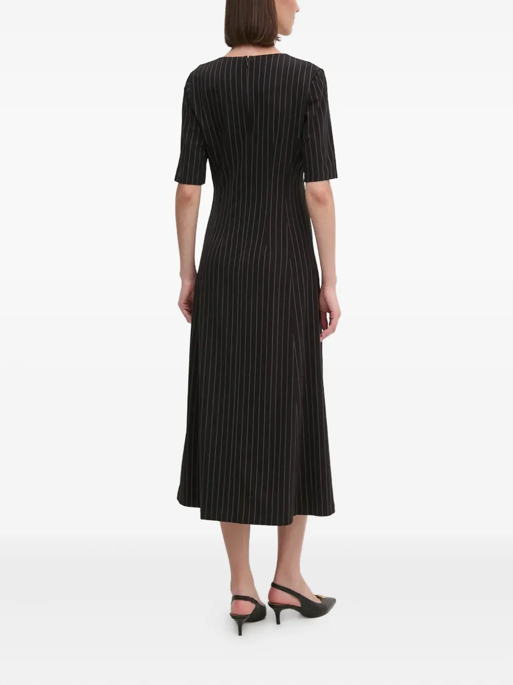 DKNY Gestreepte midi-jurk Zwart