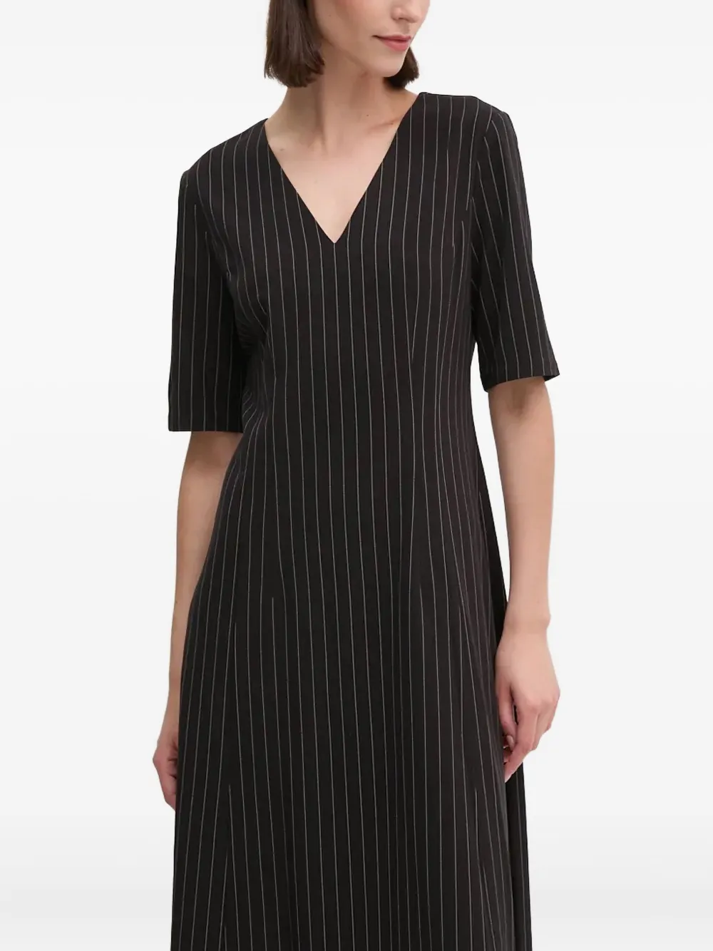 DKNY Gestreepte midi-jurk Zwart