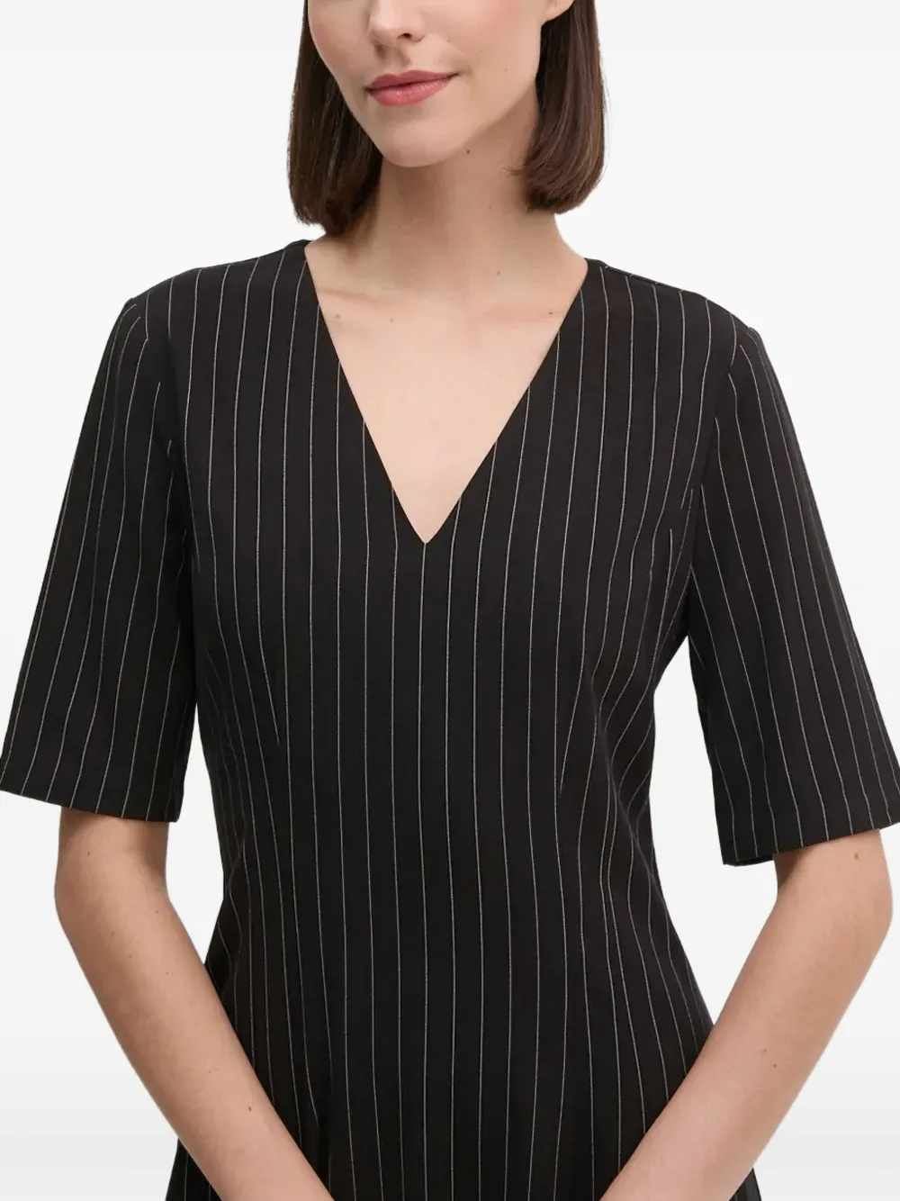 DKNY Gestreepte midi-jurk Zwart