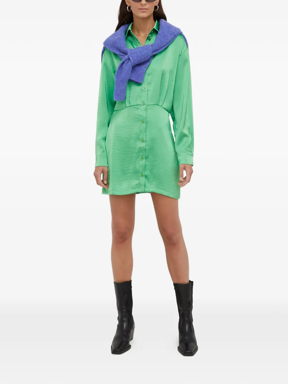  Samsoe Samsoe Buttoned Collared Mini Dress - Green 