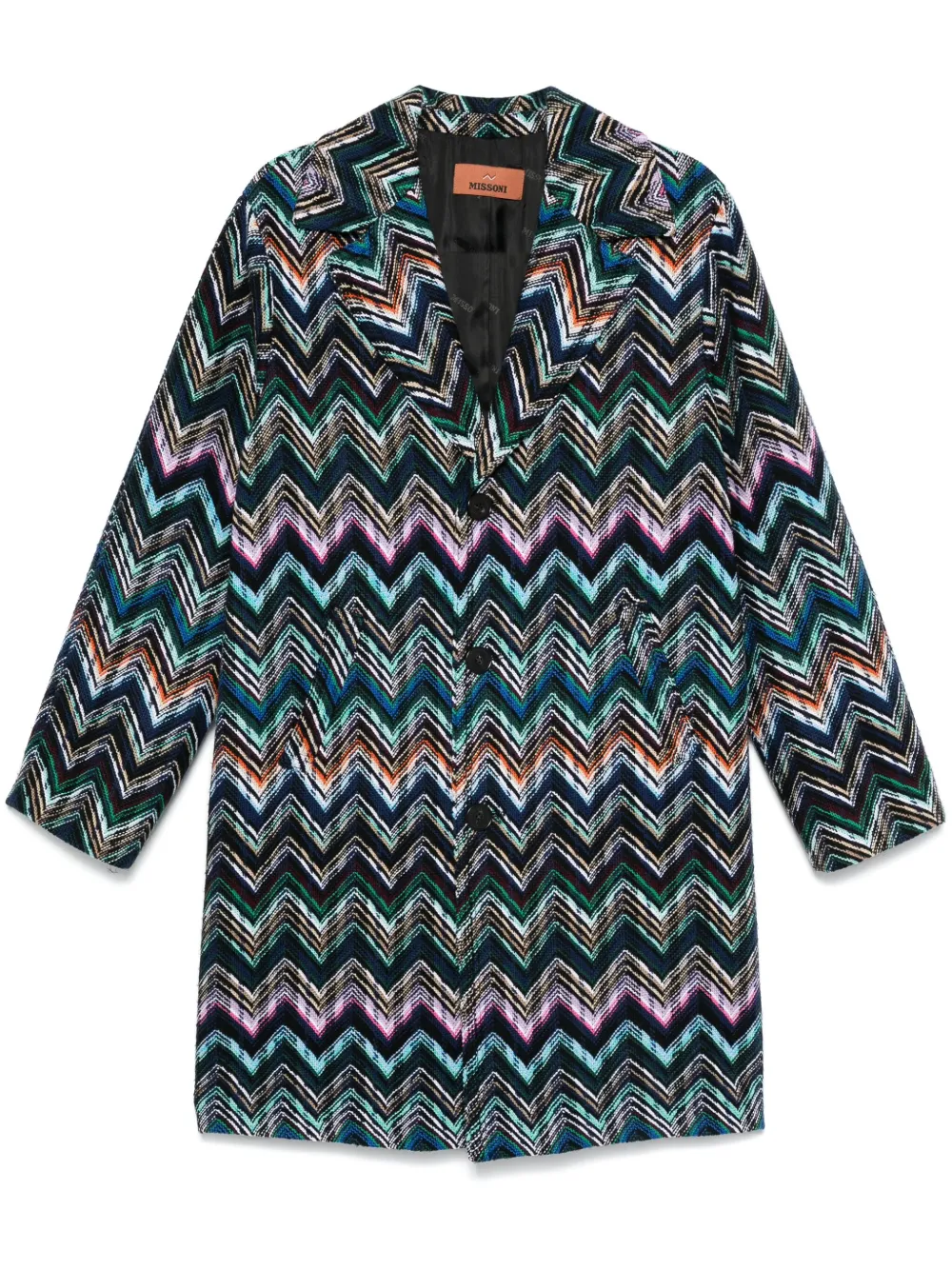 Missoni Multicolor Triple Breasted Trench Coat In Black