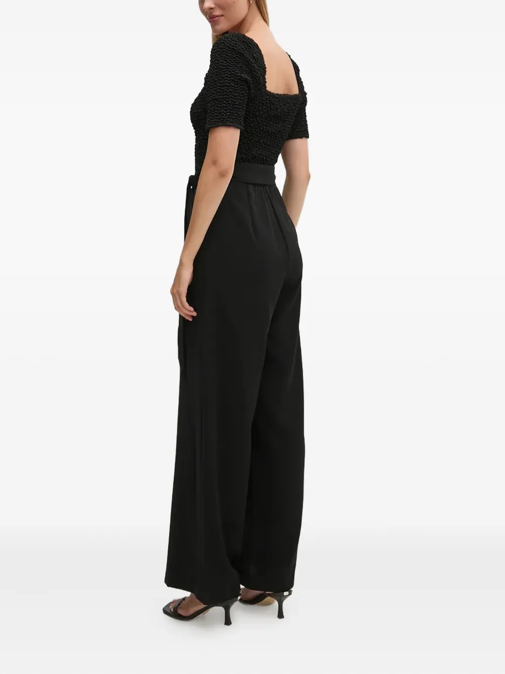 Dkny Textured Belted Jumpsuit In Black
