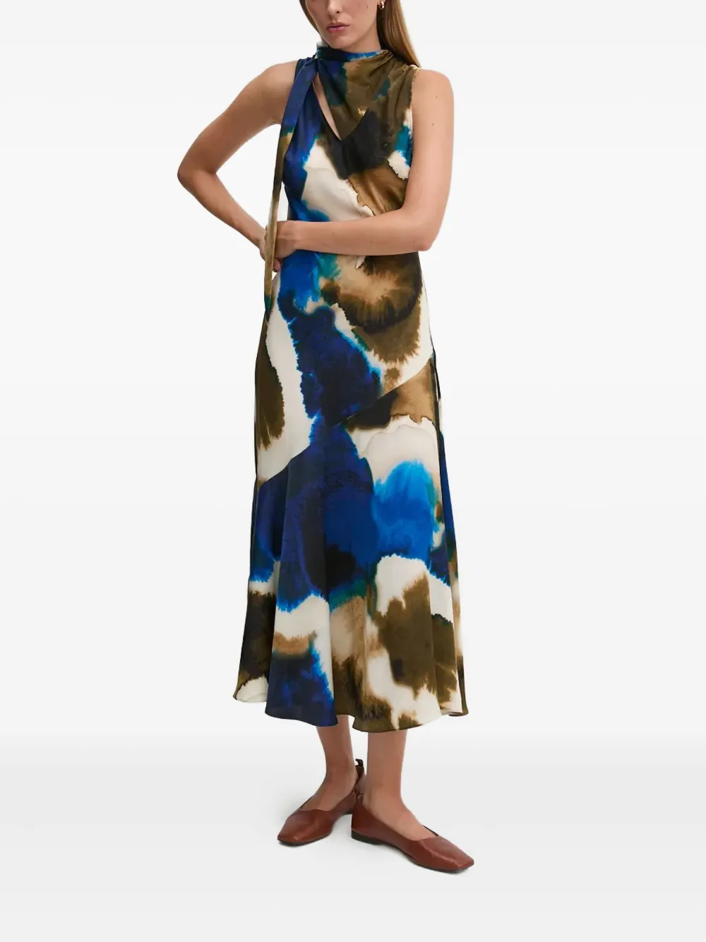 Dkny Tie-dye Midi Dress In Multi