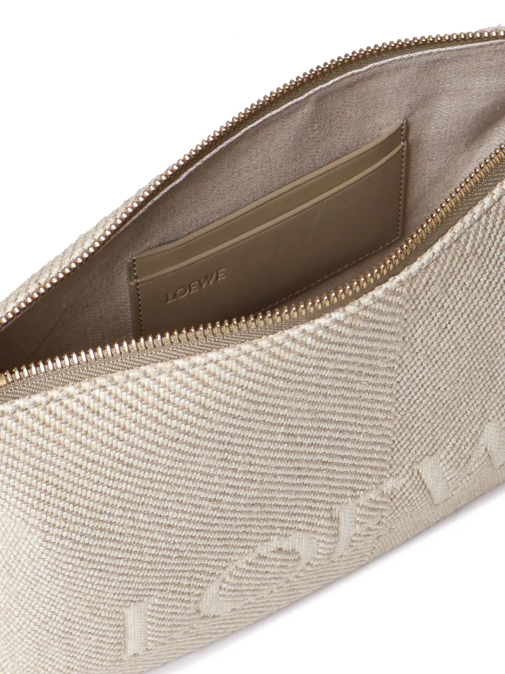 Loewe Oblong Pouch In Linen In Neutrals