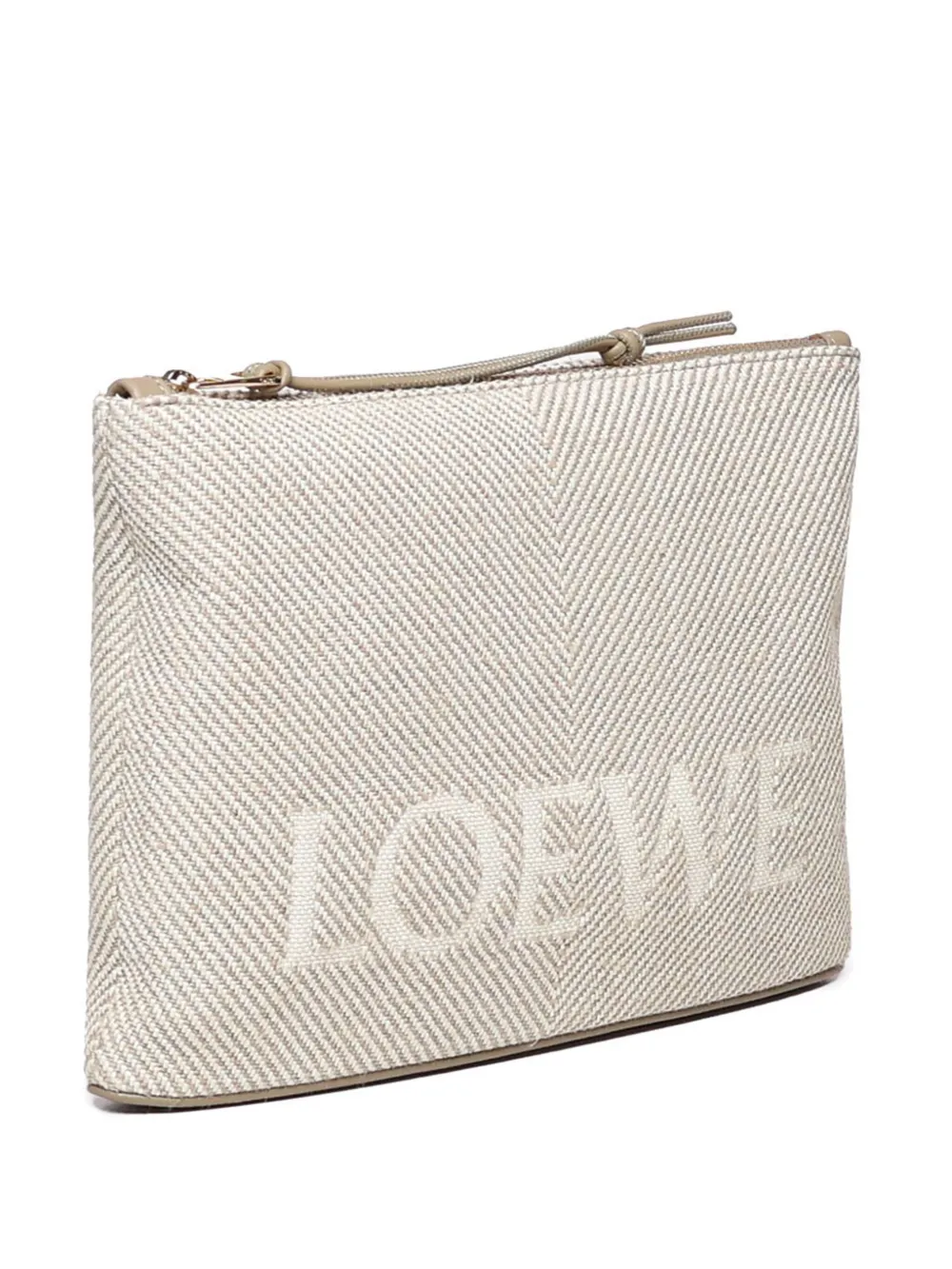 Loewe Oblong Pouch In Linen In Neutrals