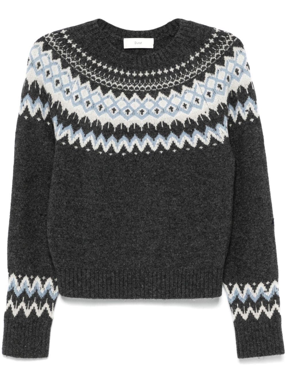 DUNST Maglione con intarsi Fair Isle - Grigio