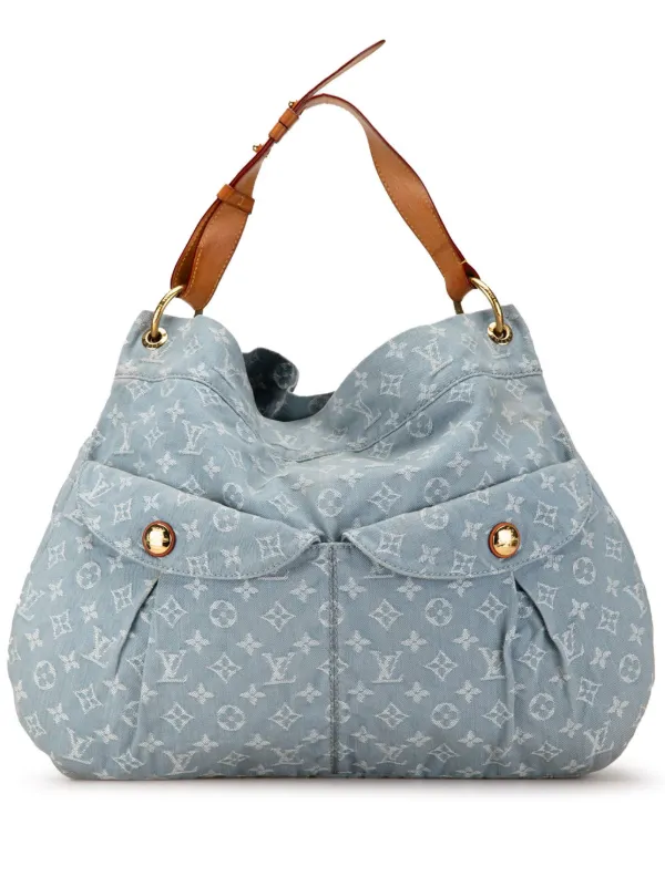 Louis Vuitton Pre Owned 2011 Monogram Denim Daily GM Hobo Bag Blue FARFETCH IE