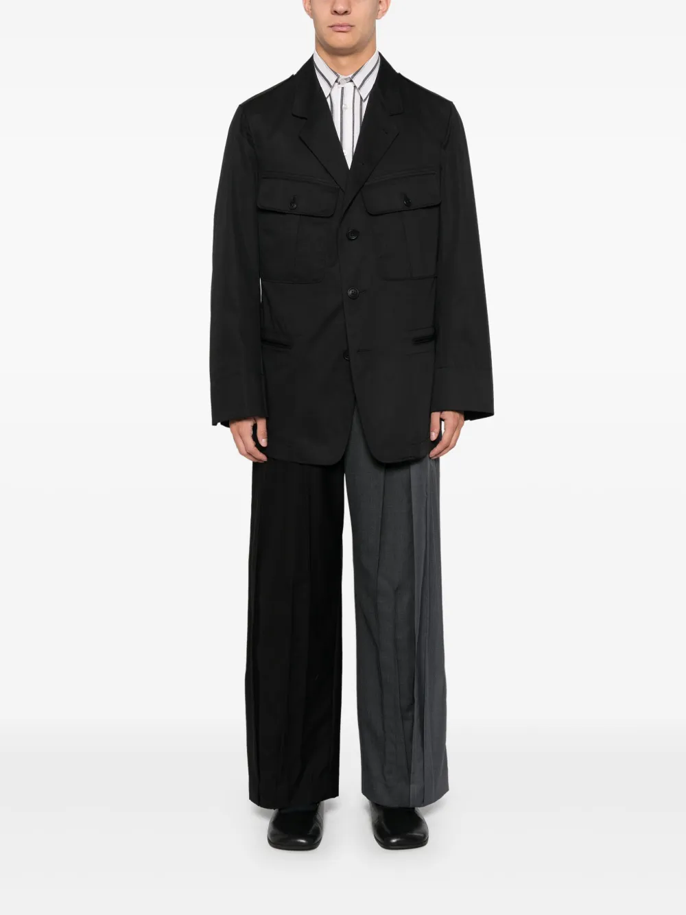 Yohji Yamamoto pleat-detail twill blazer | Blazers | Image 2