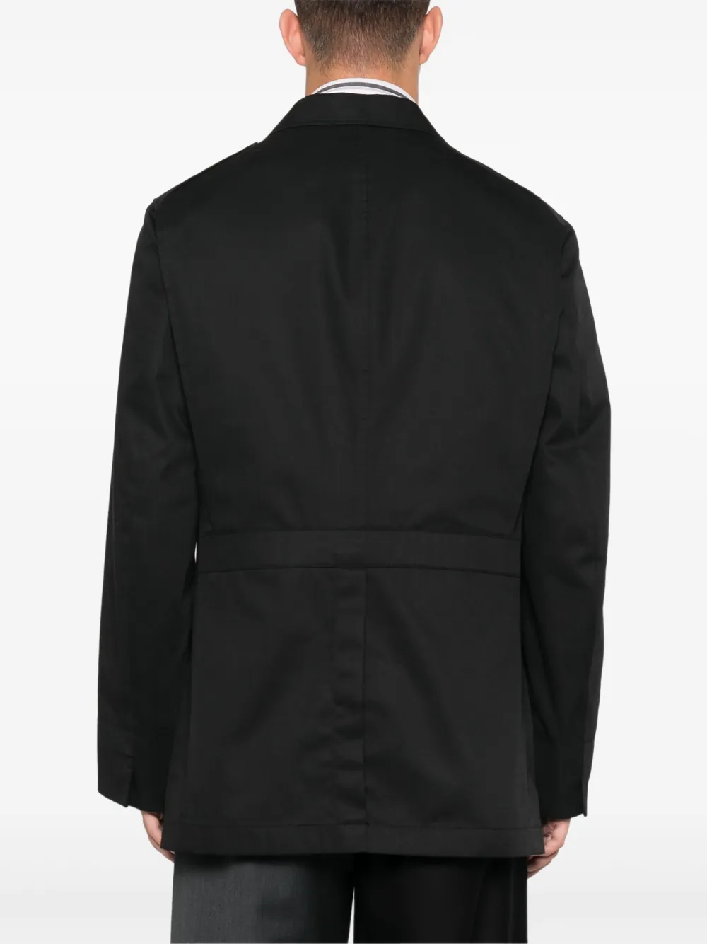Yohji Yamamoto Twill blazer met geplooid detail Zwart