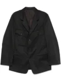 Yohji Yamamoto pleat-detail twill blazer - Black