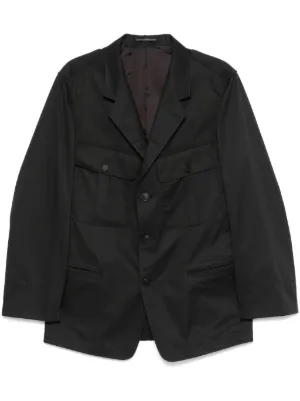 Yohji Yamamoto zip-detail Cotton Blazer | Black | FARFETCH