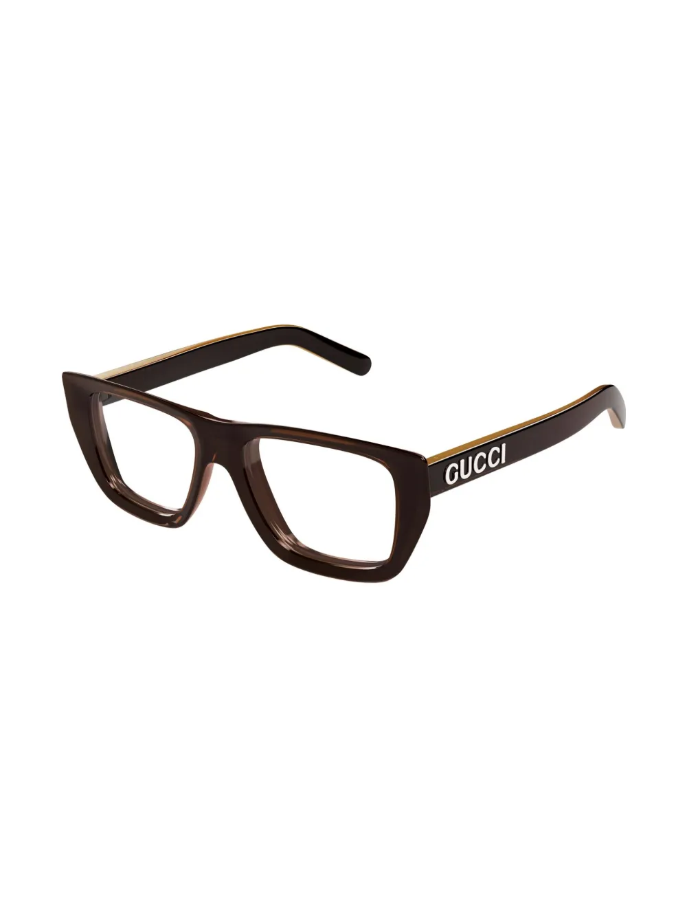  Gucci Eyewear Lunettes De Vue à Monture Rectangulaire - Marron 
