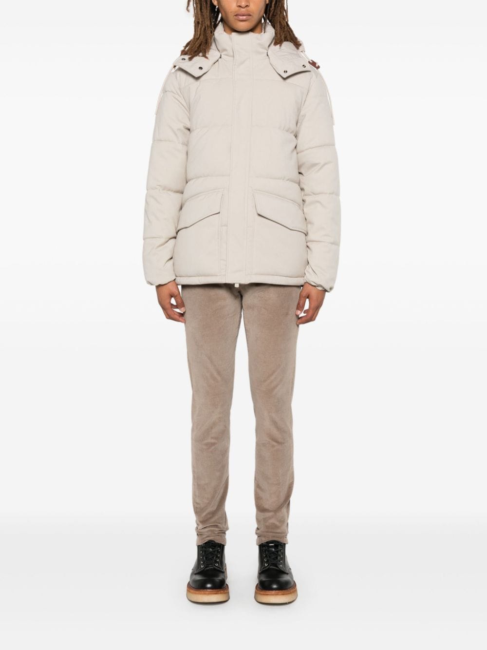 Shop Manuel Ritz Hooded Down Jacket In Neutrals