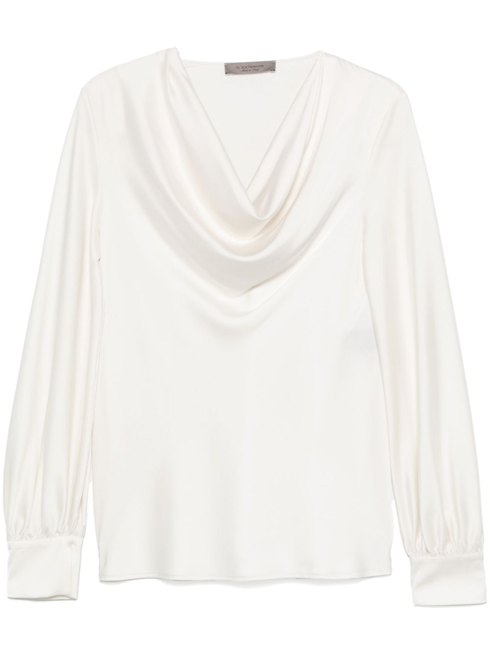 D.Exterior cowl-neck blouse - Neutrals