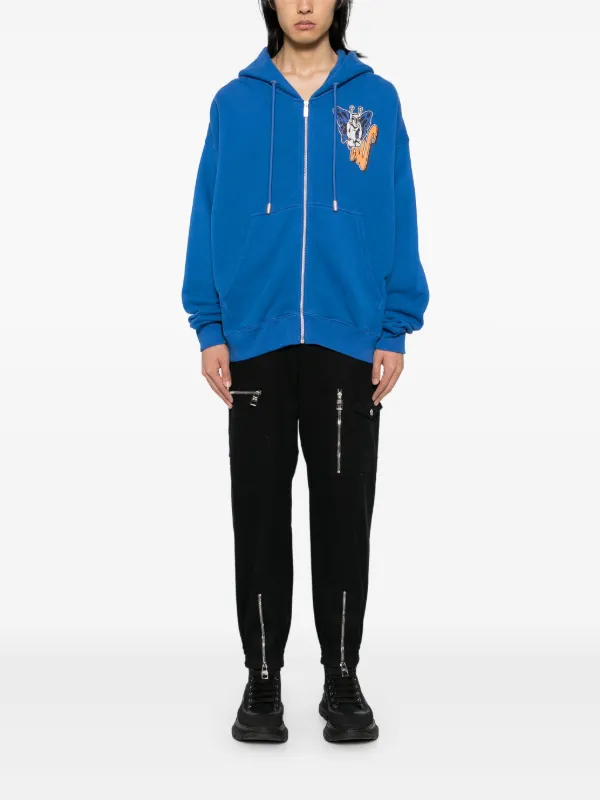 Off-White graphic-print zip-up Hoodie | Blue | FARFETCH