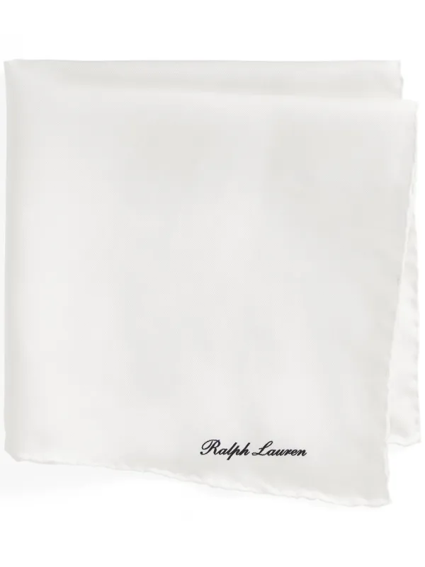 Ralph Lauren Purple Label Silk Pocket Square in White