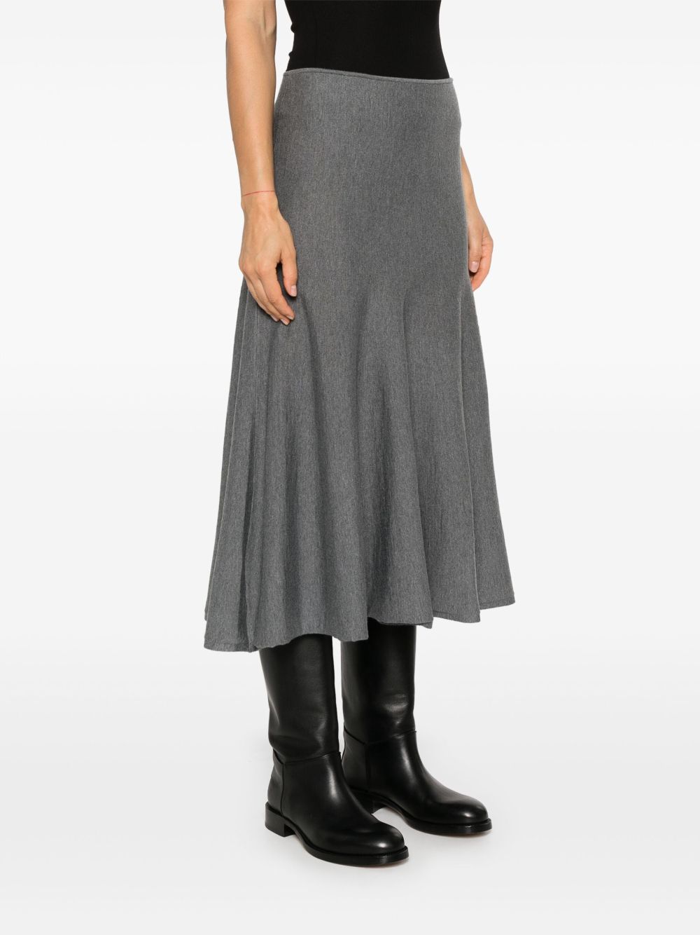 Shop Khaite Mayu Midi Skirt In Grey