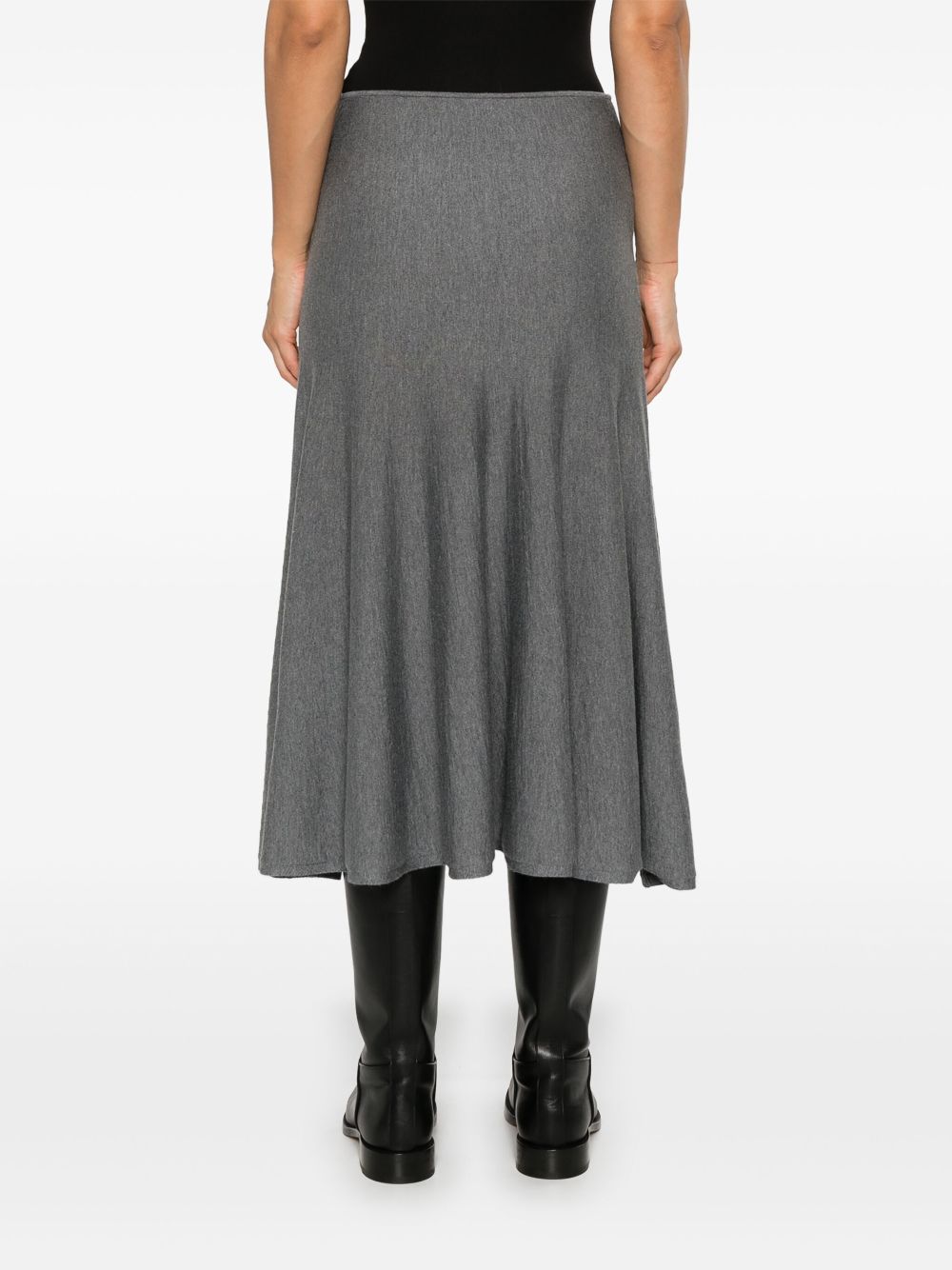 Shop Khaite Mayu Midi Skirt In Grey