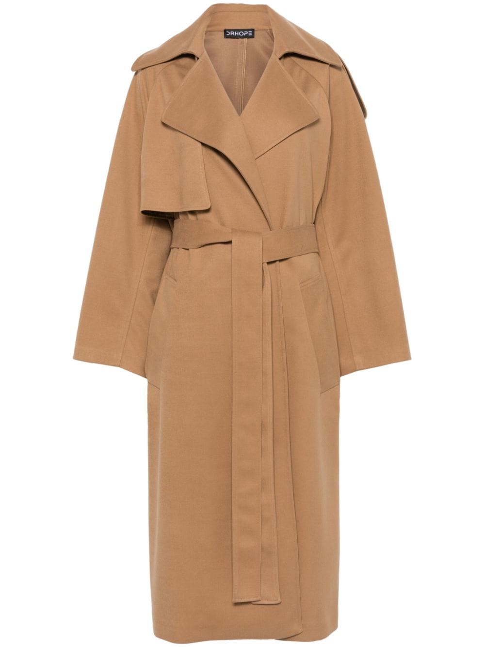 Shop Drhope Twill Trench Coat In Brown