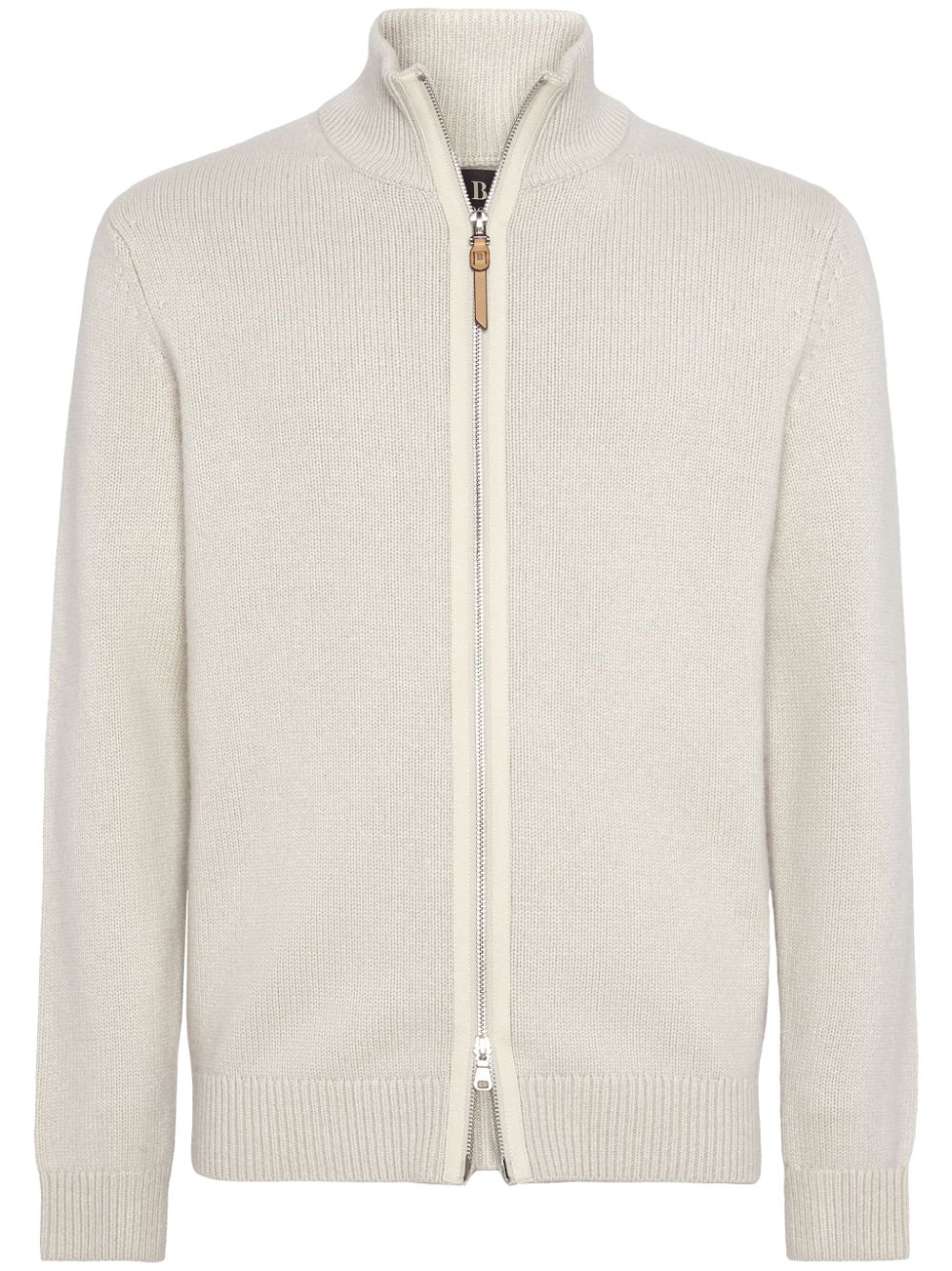 Boggi Milano Cashmere Full-zip Sweater In Neutrals