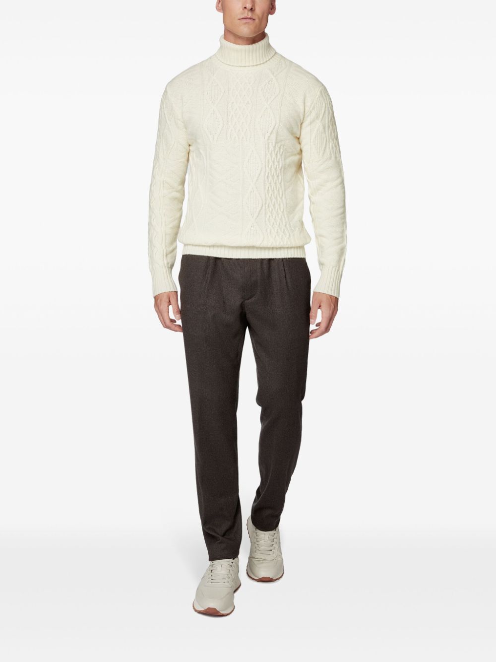 Shop Boggi Milano Mixed-knit Sweater In White