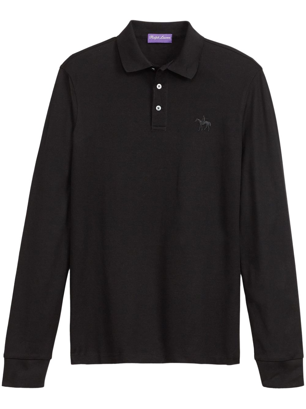 Ralph Lauren Purple Label logo embroidered Cotton Polo Shirt Black FARFETCH UK