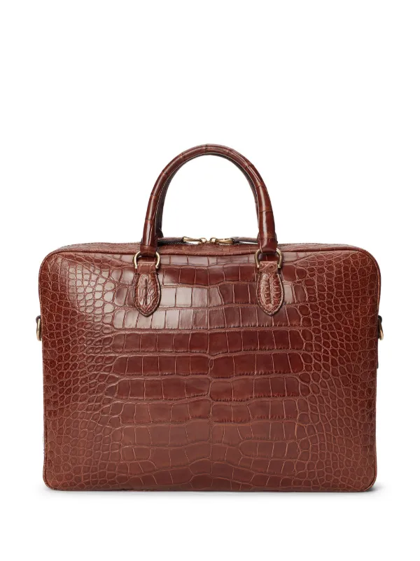 Ralph Lauren Purple Label crocodile embossed Briefcase Brown FARFETCH AO