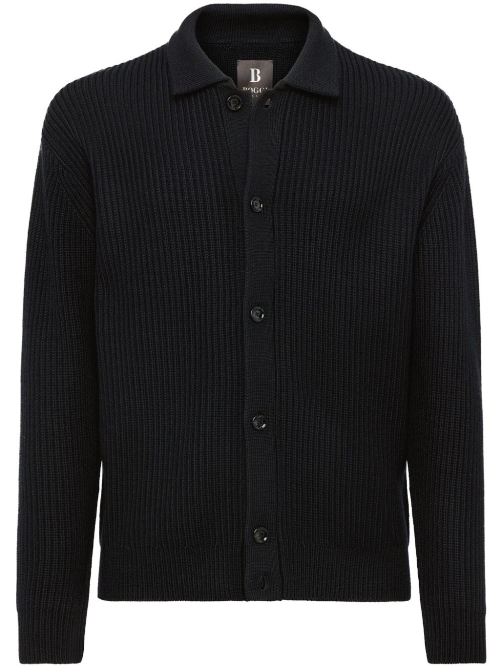 Boggi Milano Rib-knit Cardigan In Black