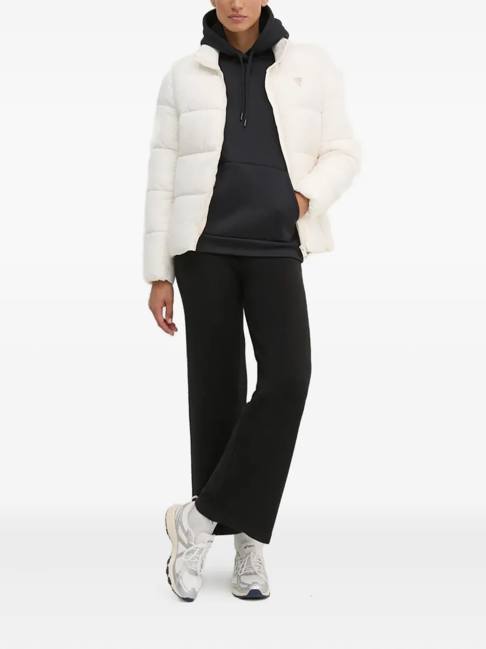 Guess Usa Zip-up Puffer Jacket In White