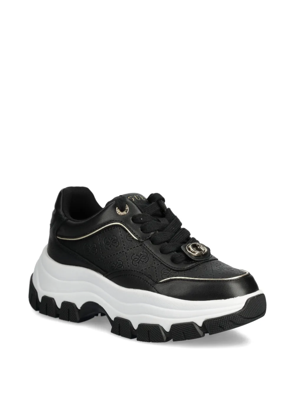 GUESS USA Sneakers met logoplakkaat en plateauzool - Zwart