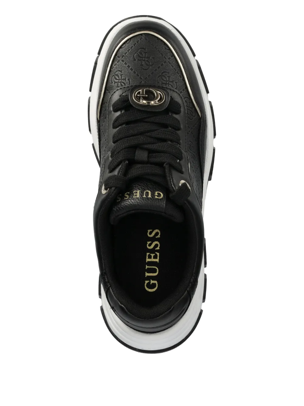 GUESS USA Sneakers met logoplakkaat en plateauzool Zwart