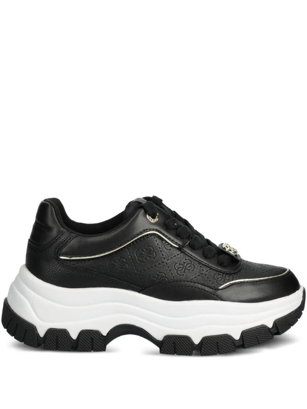 GUESS USA Sneakers met logoplakkaat en plateauzool Zwart