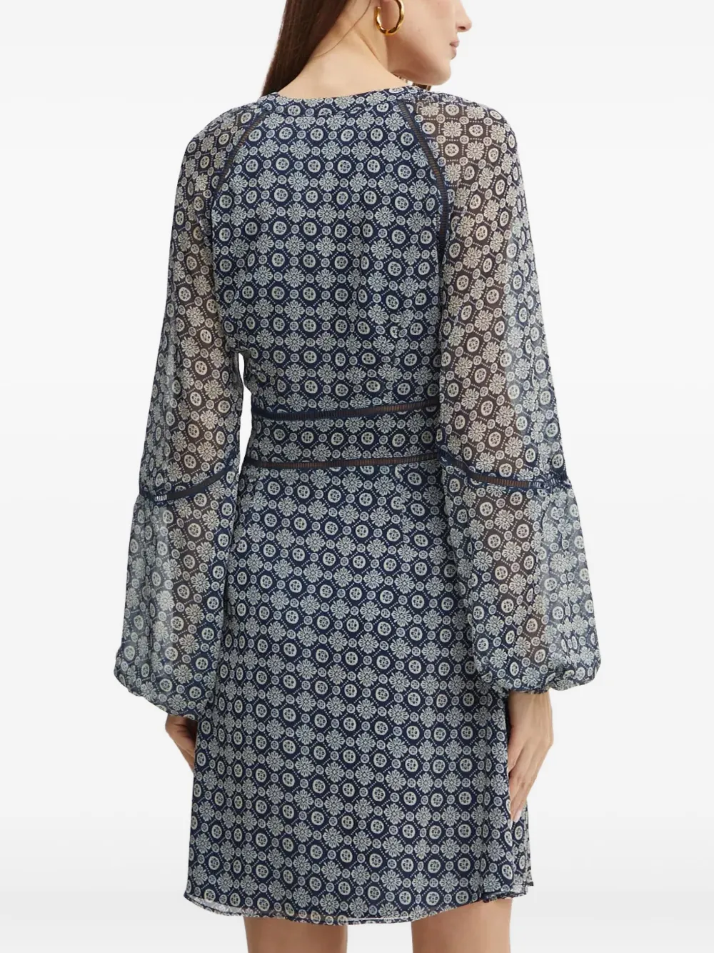 GUESS USA Mini-jurk met bloemenpatroon en V-hals Blauw