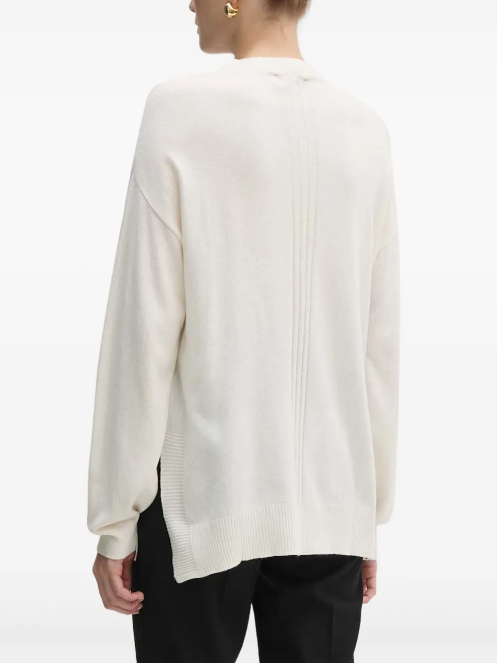 Guess Usa Logo-embellished V-neck Jumper In White