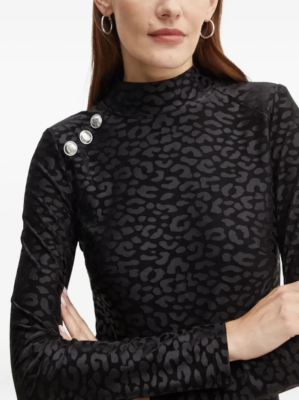 Guess Usa Animal-print Long-sleeve Mini Dress In Black