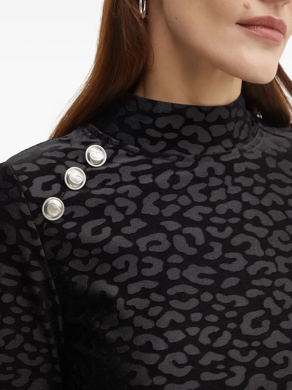 Guess Usa Animal-print Long-sleeve Mini Dress In Black