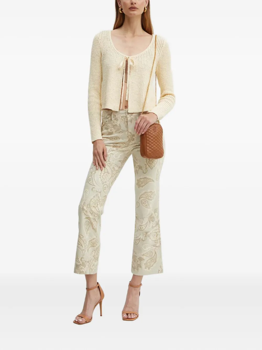 Guess Usa Tie-front Long-sleeve Cardigan In Neutral