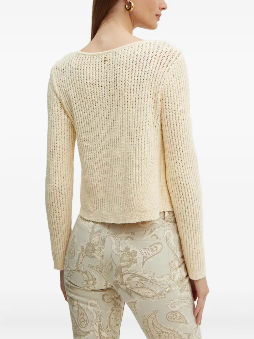 Guess Usa Tie-front Long-sleeve Cardigan In Neutral