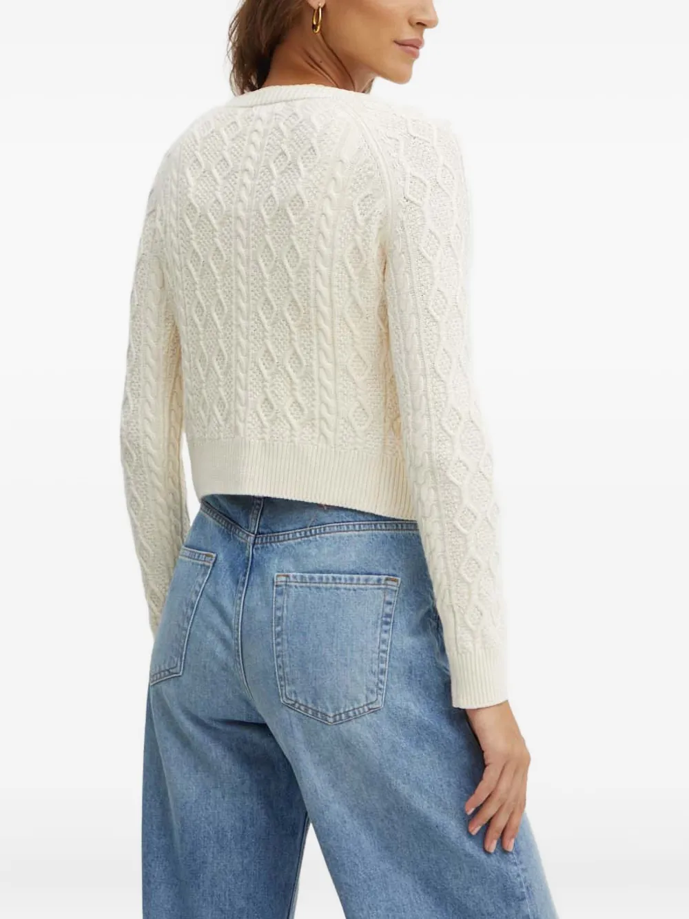 Guess Usa Long-sleeve Cable-knit Cardigan In White