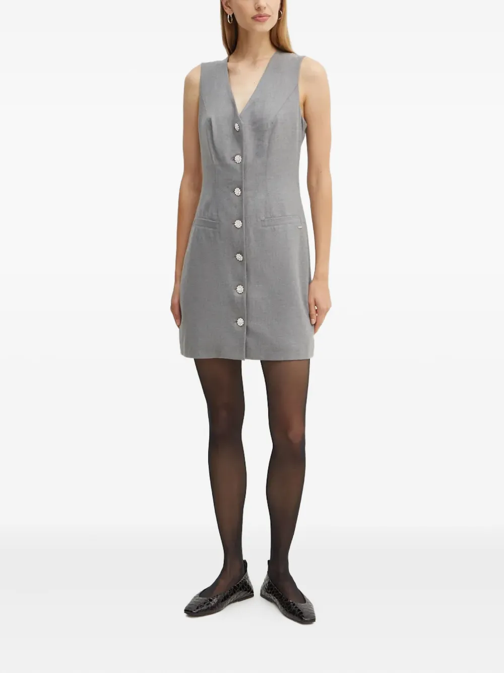 GUESS USA button sleeveless mini dress - Grijs
