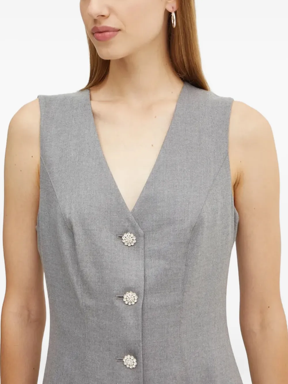 Guess Usa Button Sleeveless Mini Dress In Gray