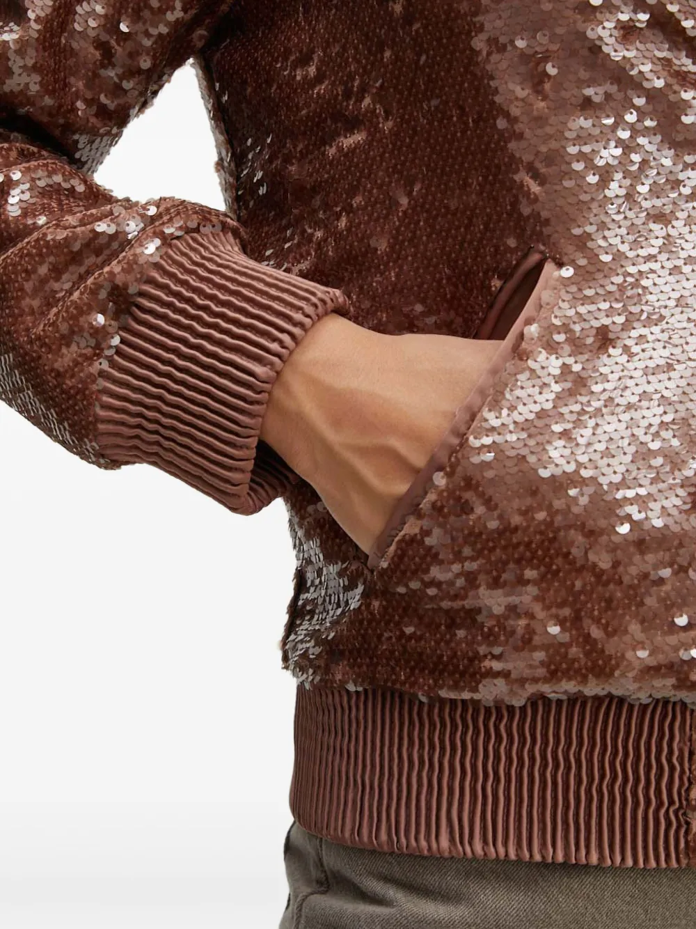 Guess Usa Sequin-embellished Zip-up Bomber Jacket In Burgundy