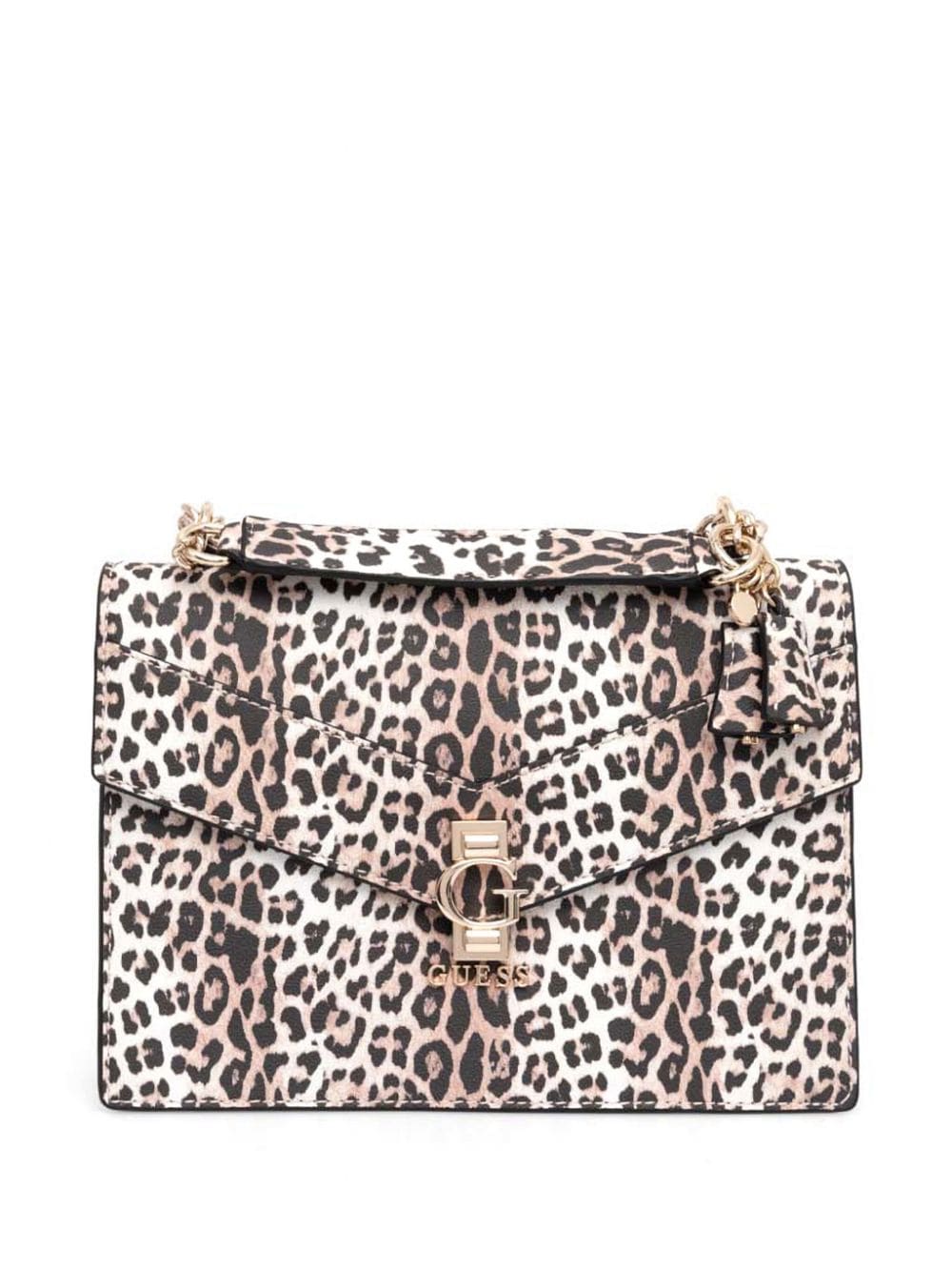 Guess Usa Leopard-print Shoulder Bag In White