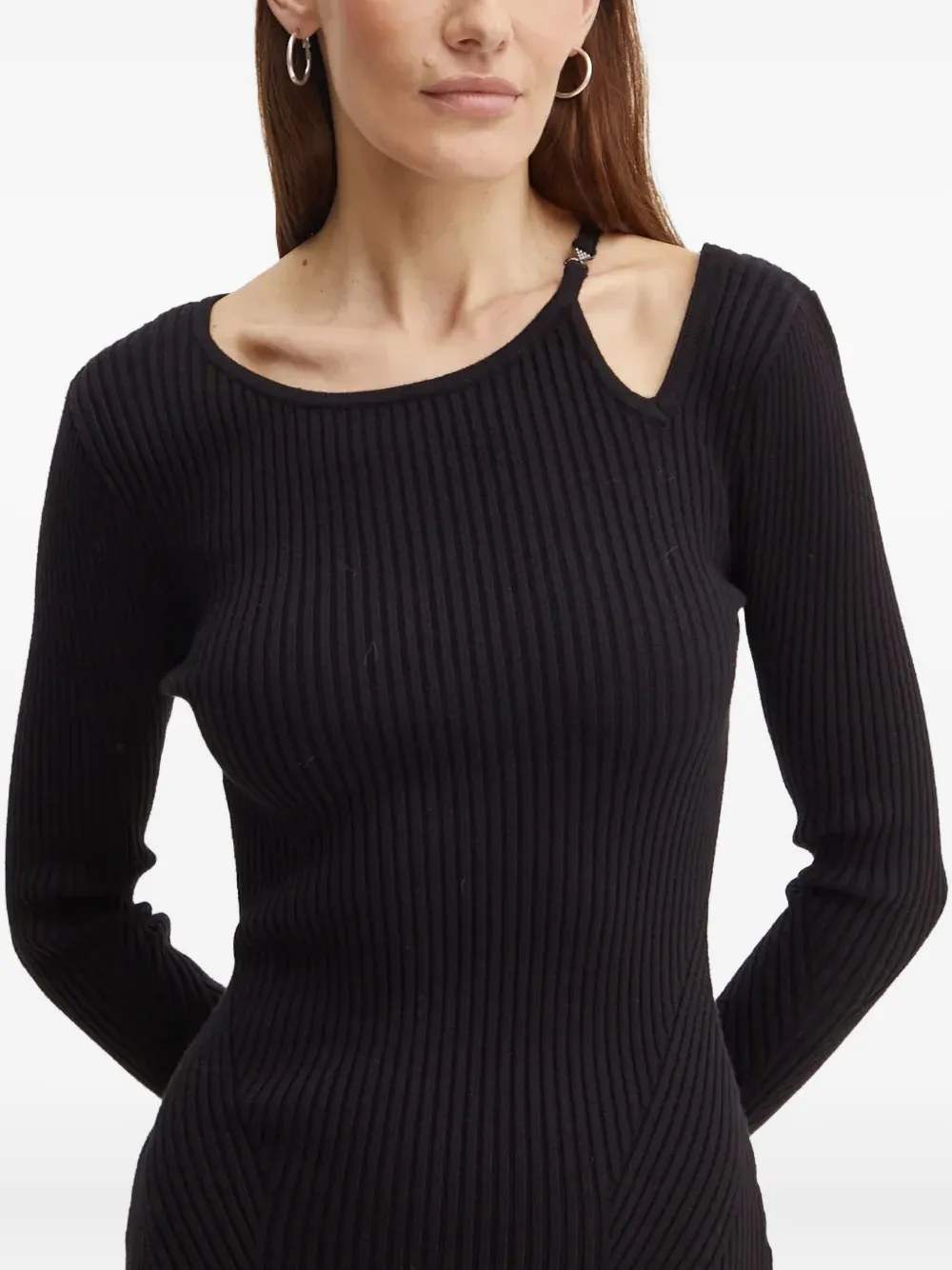 Guess Usa Cut-out Ribbed Midi Dress In Black