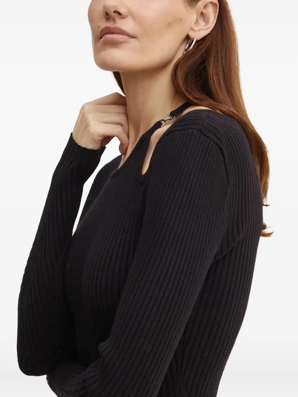 Guess Usa Cut-out Ribbed Midi Dress In Black