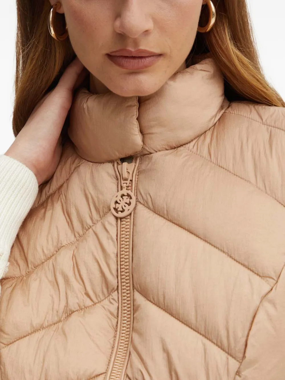Guess Usa Quilted Zip-up Gilet In Neutral
