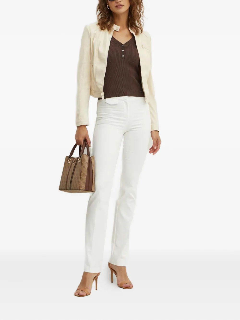Guess Usa Zip-up Chest-pocket Jacket In Neutral
