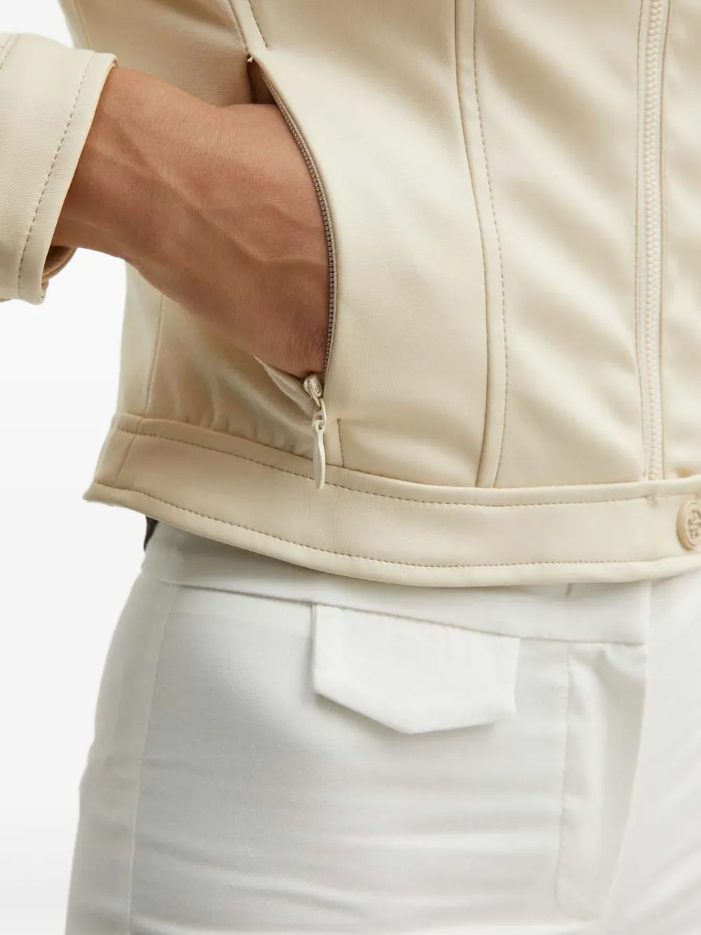 Guess Usa Zip-up Chest-pocket Jacket In Neutral